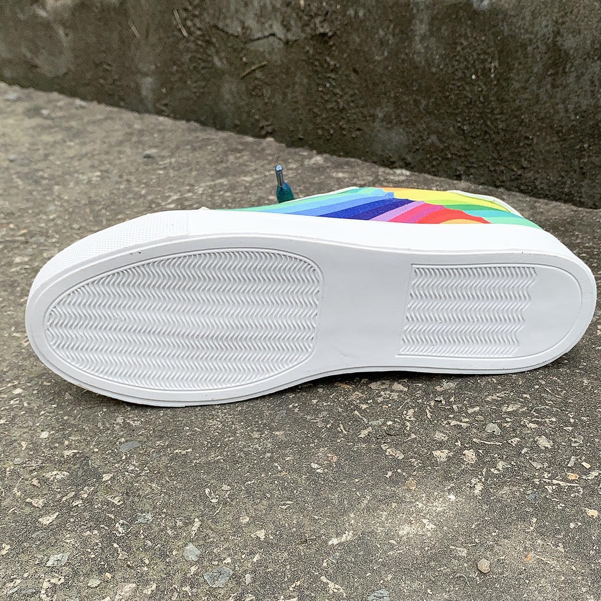 Rainbow Ombre White Sneakers for Women Casual Street Style Athletic Shoes with Gradient Design SIZE 11-11.5 WOMENS