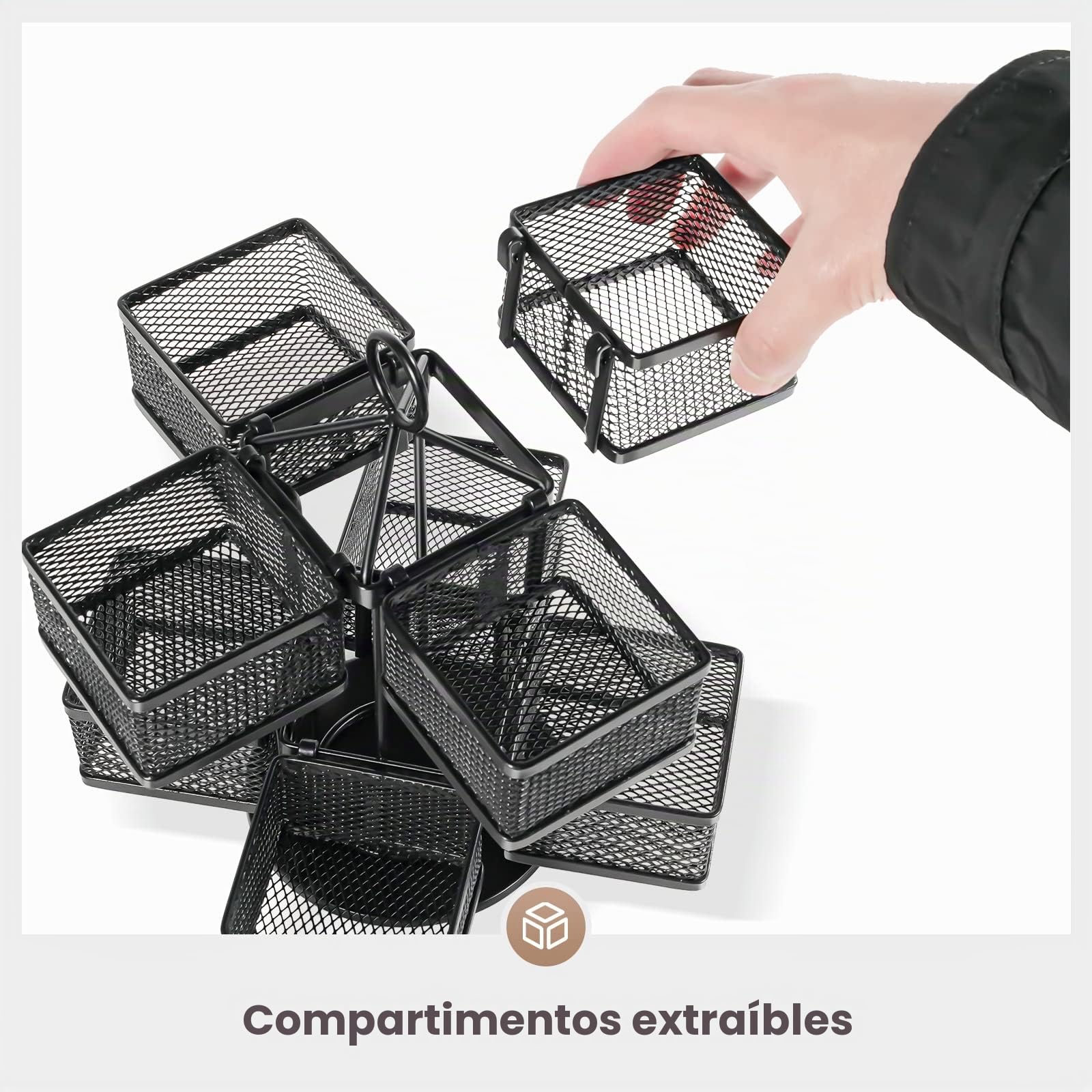 Puricon Organizador de Té, Estante Giratorio 8 Compartimentos para Almacenar Bolsitas de Té e Infusiones de Acero -Negro