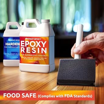 Upstart Epoxy Table Top Epoxy Resin Kit 1 Gallon, Crystal Clear Resin | UV Resistant, Self Leveling, No VOCs and Easy 1:1 Ratio for Castings, Countertops, Table Tops, Arts and Crafts, Furniture
