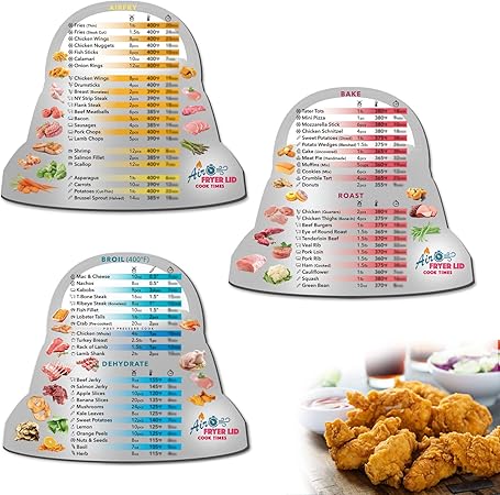 Air Fryer Magnetic Cheat Sheet Set, Instant Air Fryer Cooking
