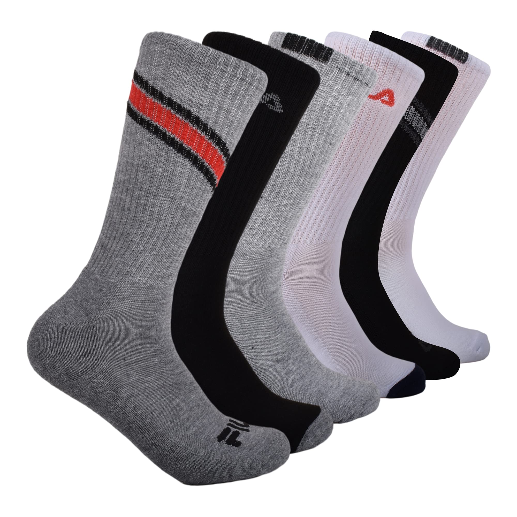Fila mens Striped Half Cushion Crew Socks Crew Socks