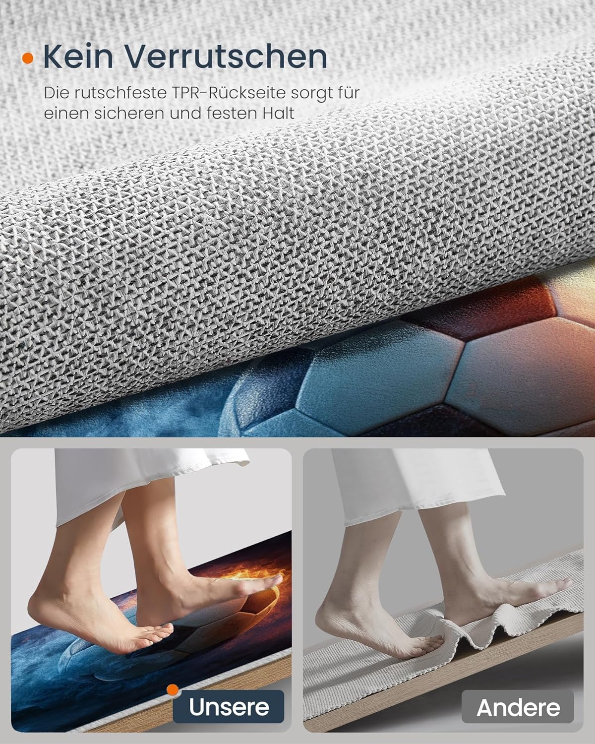 24Wx36L Entryway Rug Flames Football Non Slip Backing Machine Washable Low Pile Dynamic Sports Scene Indoor Doormat for Front Door Entrance Kitchen, Blue