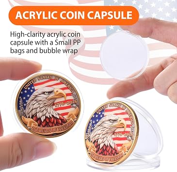 Anniversary Commemorative Coin - American Eagle & Patriotic Symbols Collectible, Coin for Anniversary Celebration & Gifting (1776-2026)