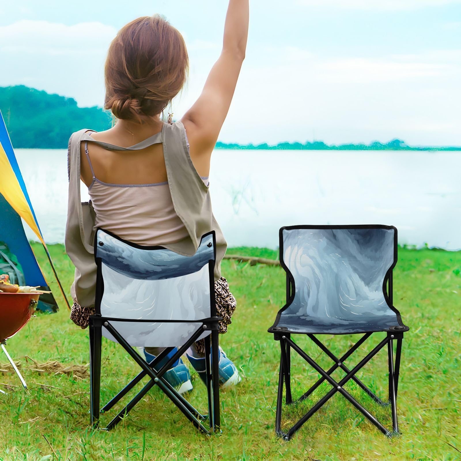 WIND AND SEA - WIND AND SEA SEA Folding Chair（1S）グレー Camping Chair with Canopy - Beach Chair with Shade for