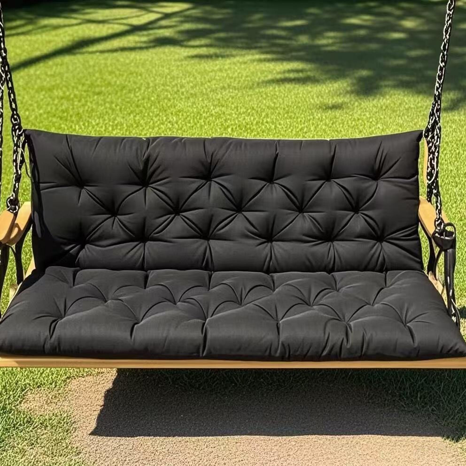 EBETA Cojín para Banco de jardín Cojín de Asiento y Respaldo para Banco de Exterior Cojín Acolchado para Columpio de jardín (Negro, 100 x 50 x 50 cm)