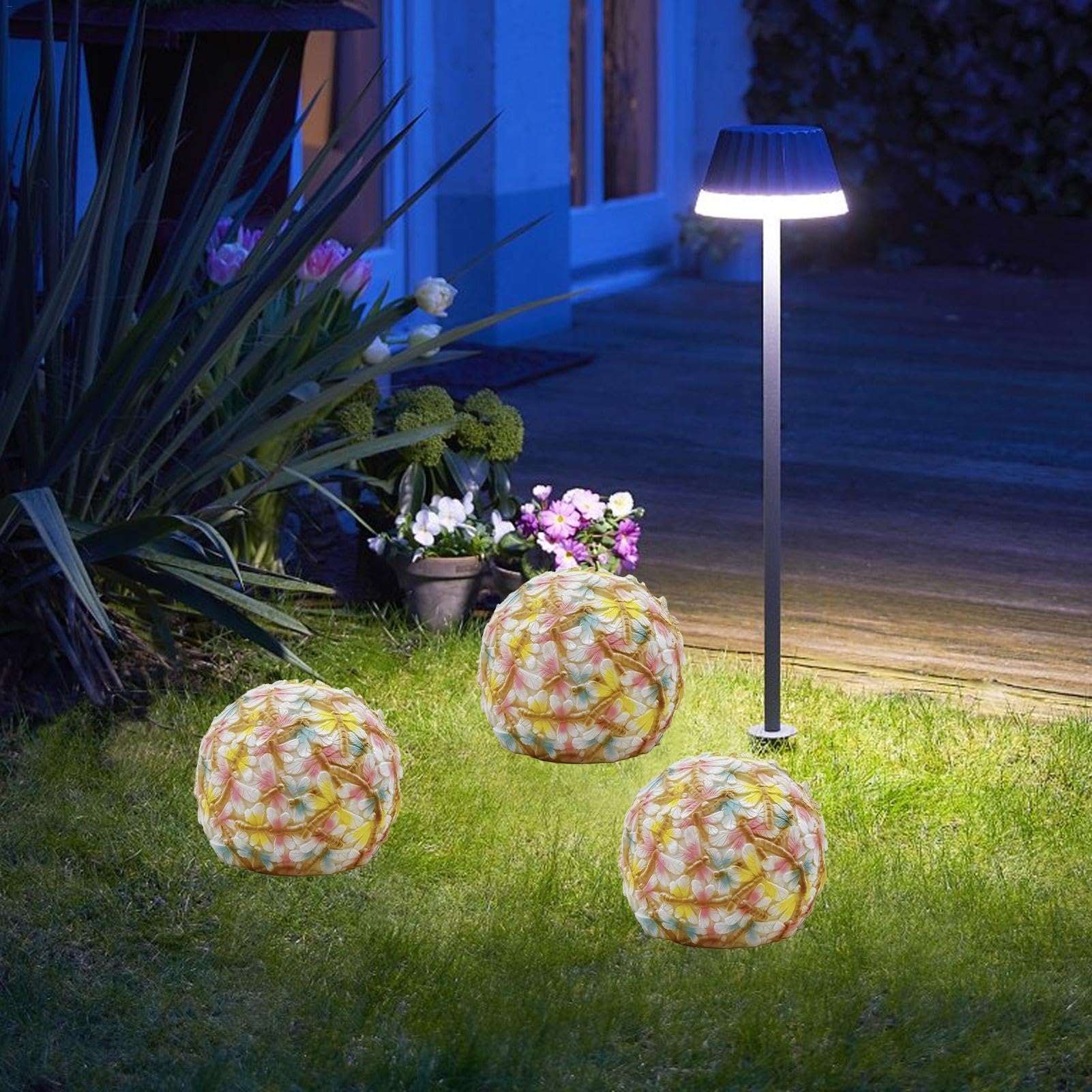 Ogrodowe lampy słoneczne, zewnętrzne kule świetlne Kolorowa Okrągła Lampa