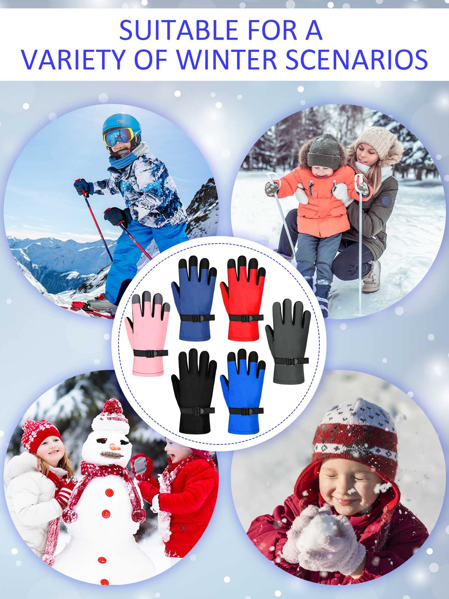 Boyiee 12 Pares Guantes Cálidos de Esquí de Nieve Guantes de Invierno para Niños Impermeables