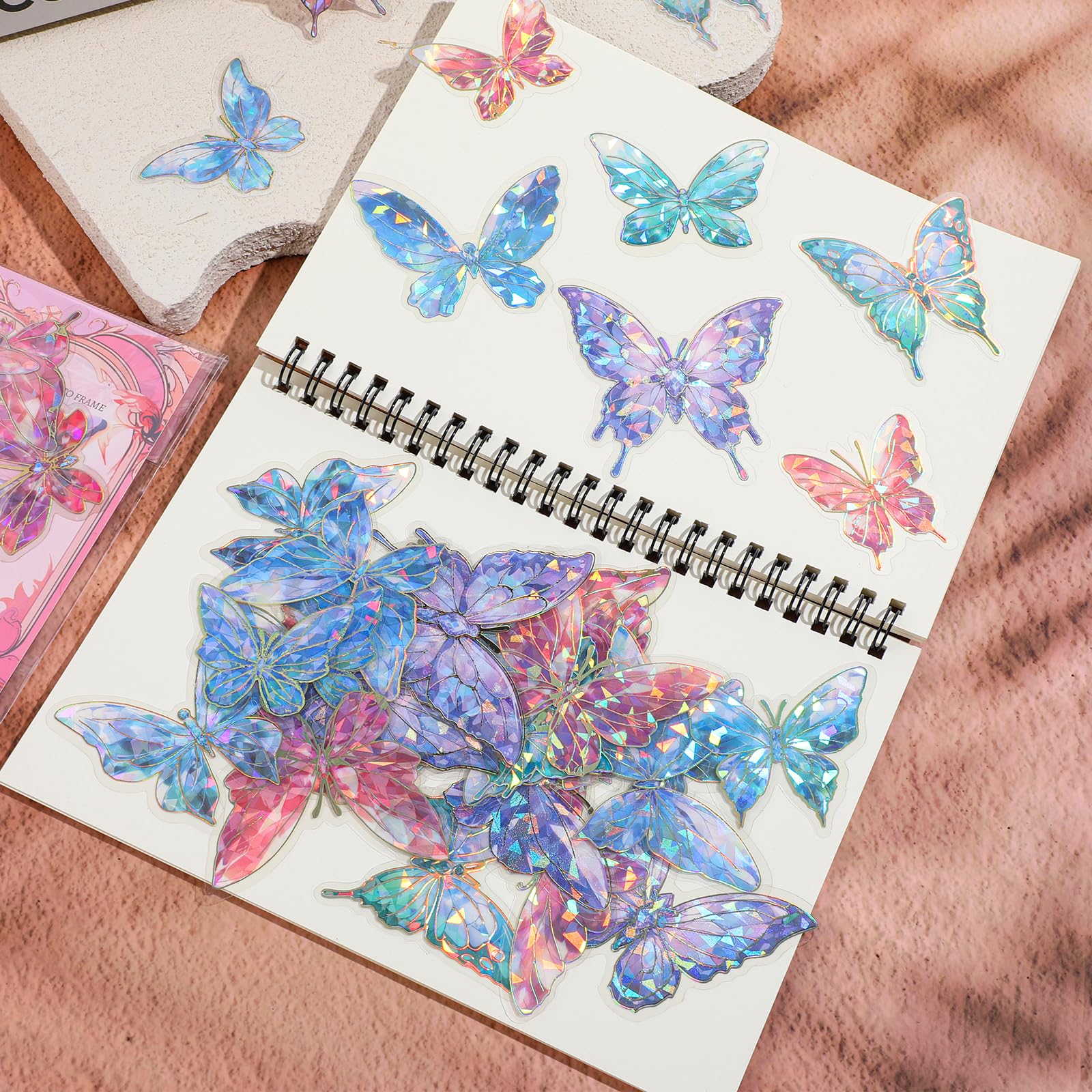 Autocollants Holographiques 180 Pièces Imperméables Autocollant Scrapbooking Transparents