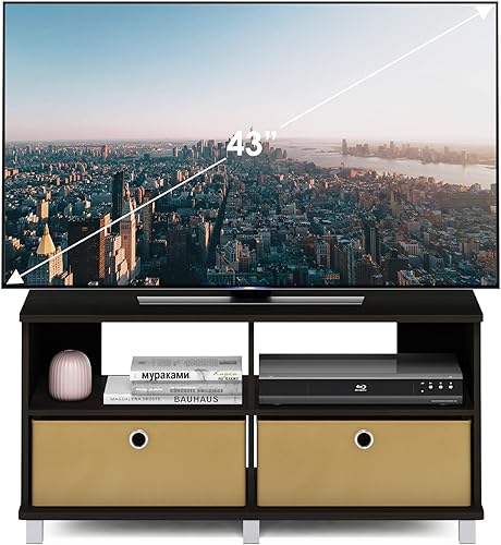 Miniatura 4 de Furinno Centro de entretenimiento Andrey con cajones de contenedores, color espresso oscuro