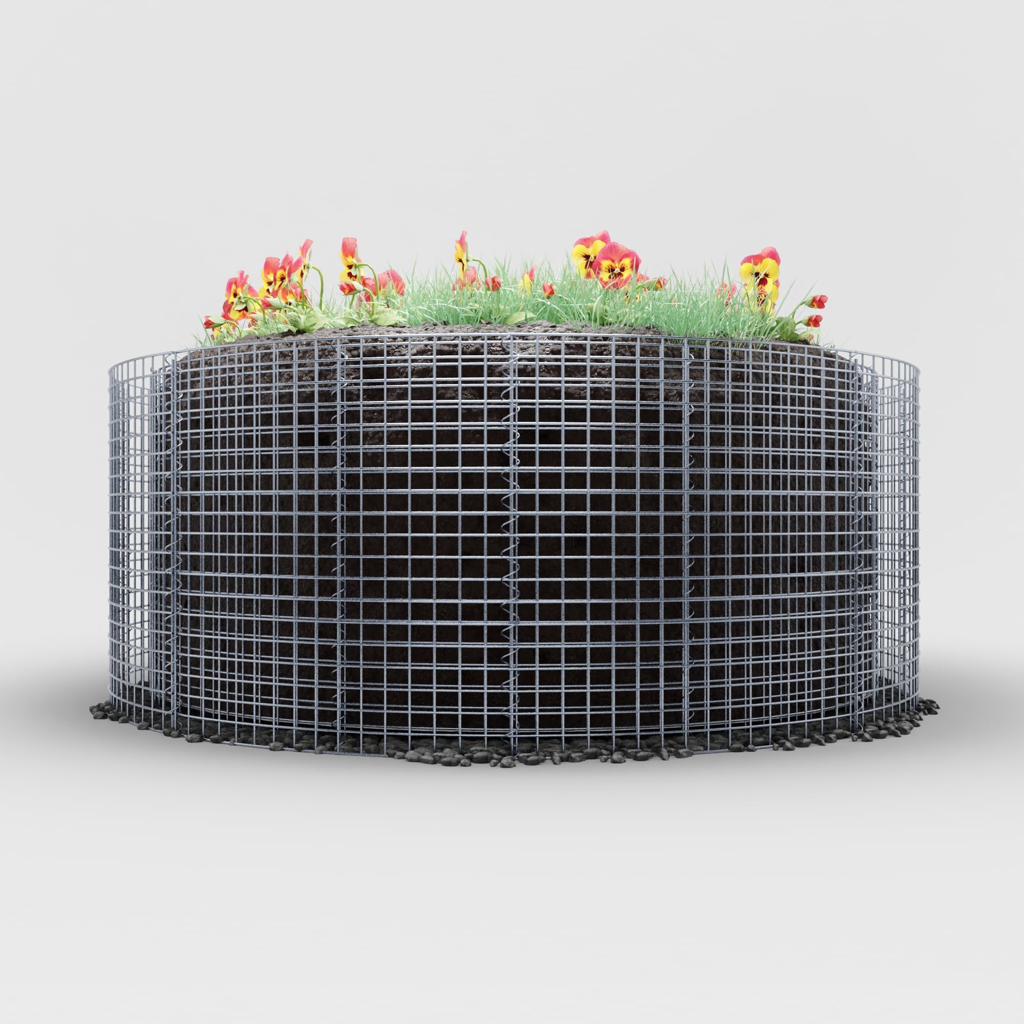Gabiona Rundes Gabionen Hochbeet - Ø 172 cm, Höhe 50 cm - Robustes Pflanzbeet mit Zink-Alu Beschichtetem Gitter, Inklusive Montagematerial - Perfekt für Gartenfreunde