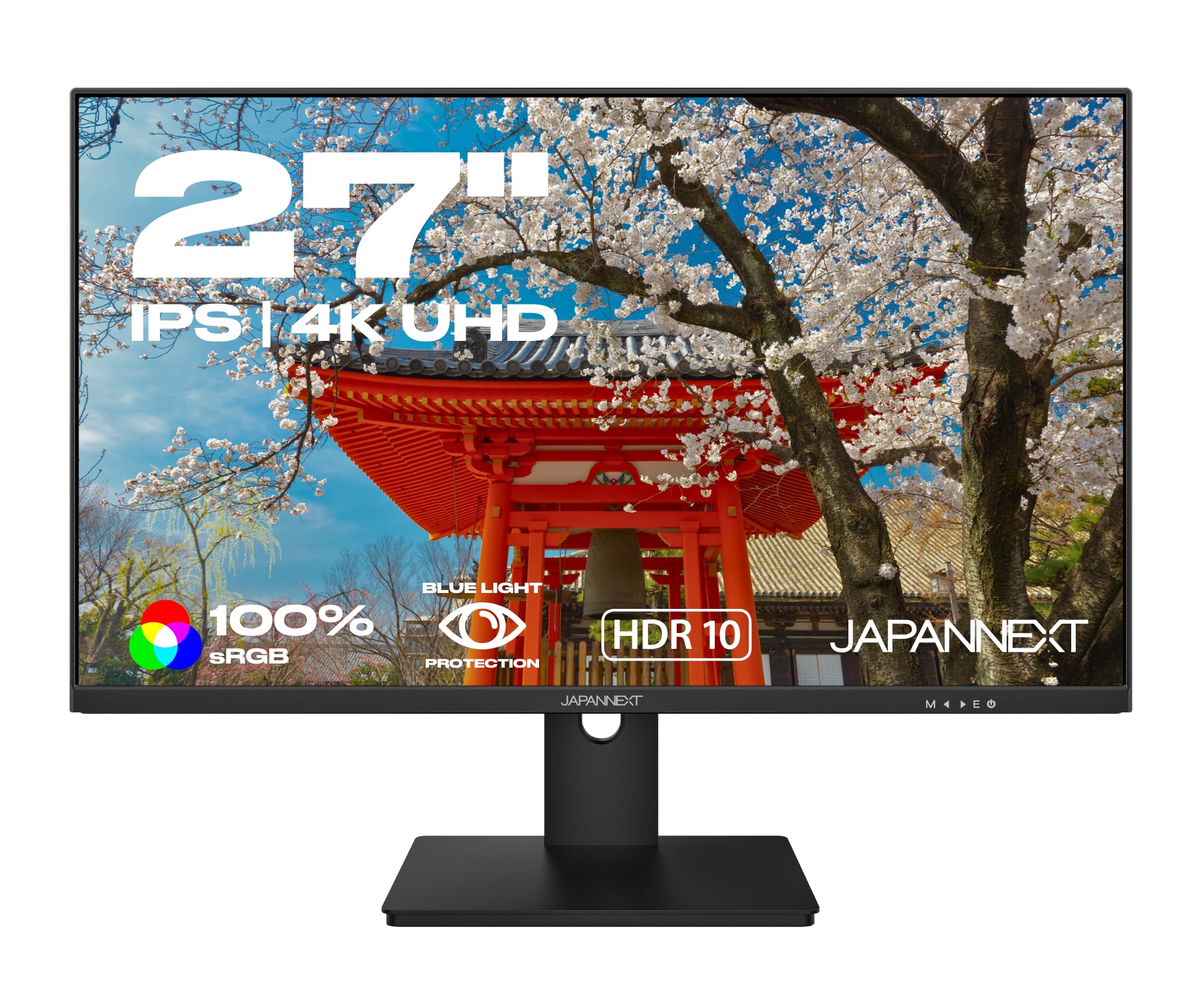 JAPANNEXT Ecran PC | 27" | 4K UHD | Dalle IPS | Inclinaison réglable | Filtre Anti-​lumiére Bleue | G-​Sync/​FreeSync