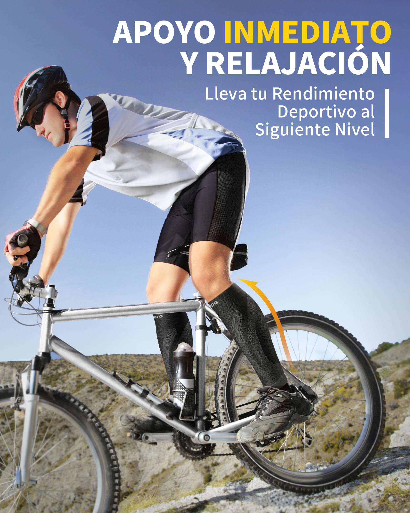 CAMBIVO Medias Compresivas 2 Pares, Calcetines Compresion Mujer Hombre, Mangas de Compresión para Deporte, Running, Ciclismo, Trabajo, Vuelo
