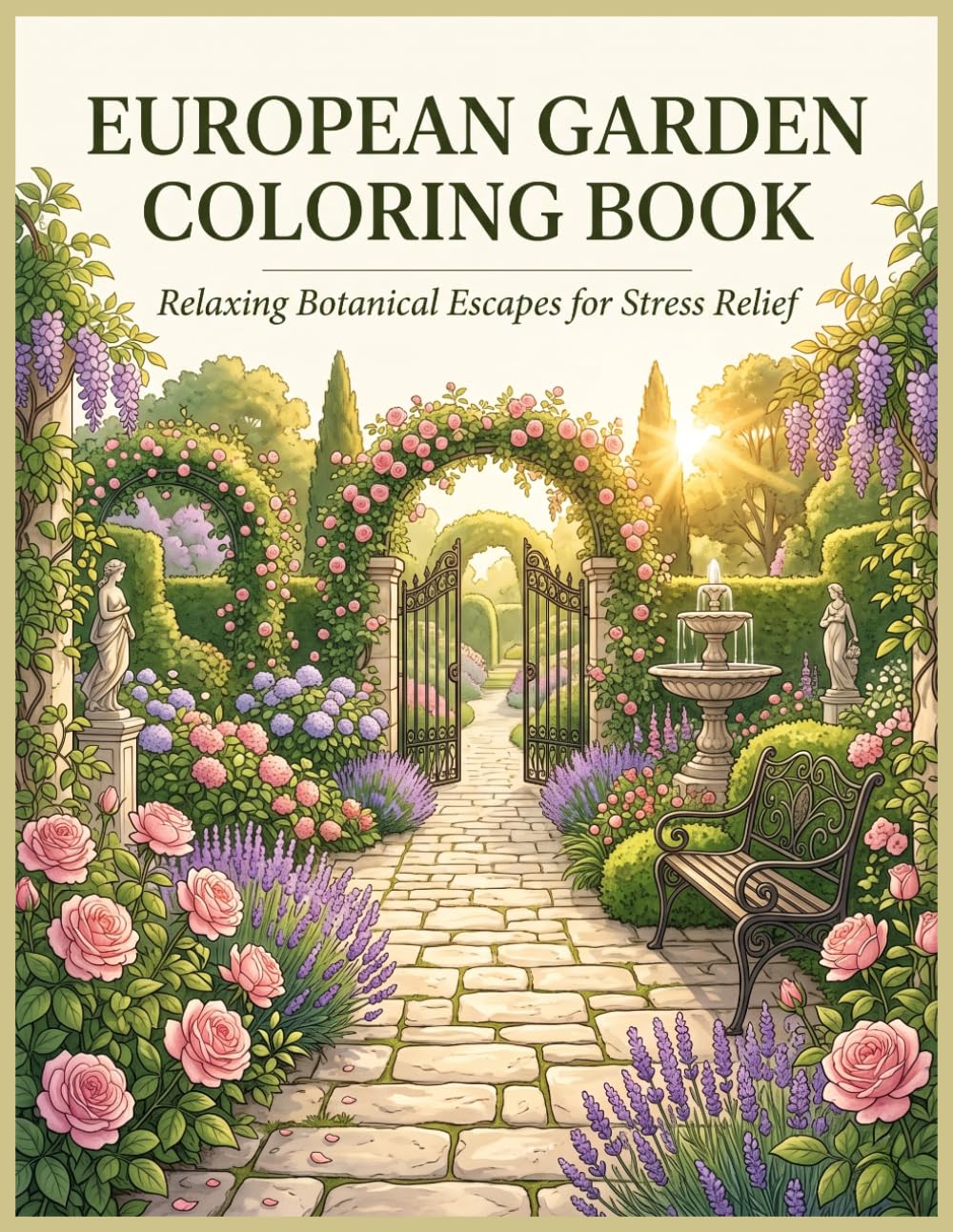 European Garden Coloring Book: Relaxing Botanical Escapes for Stress Relief
