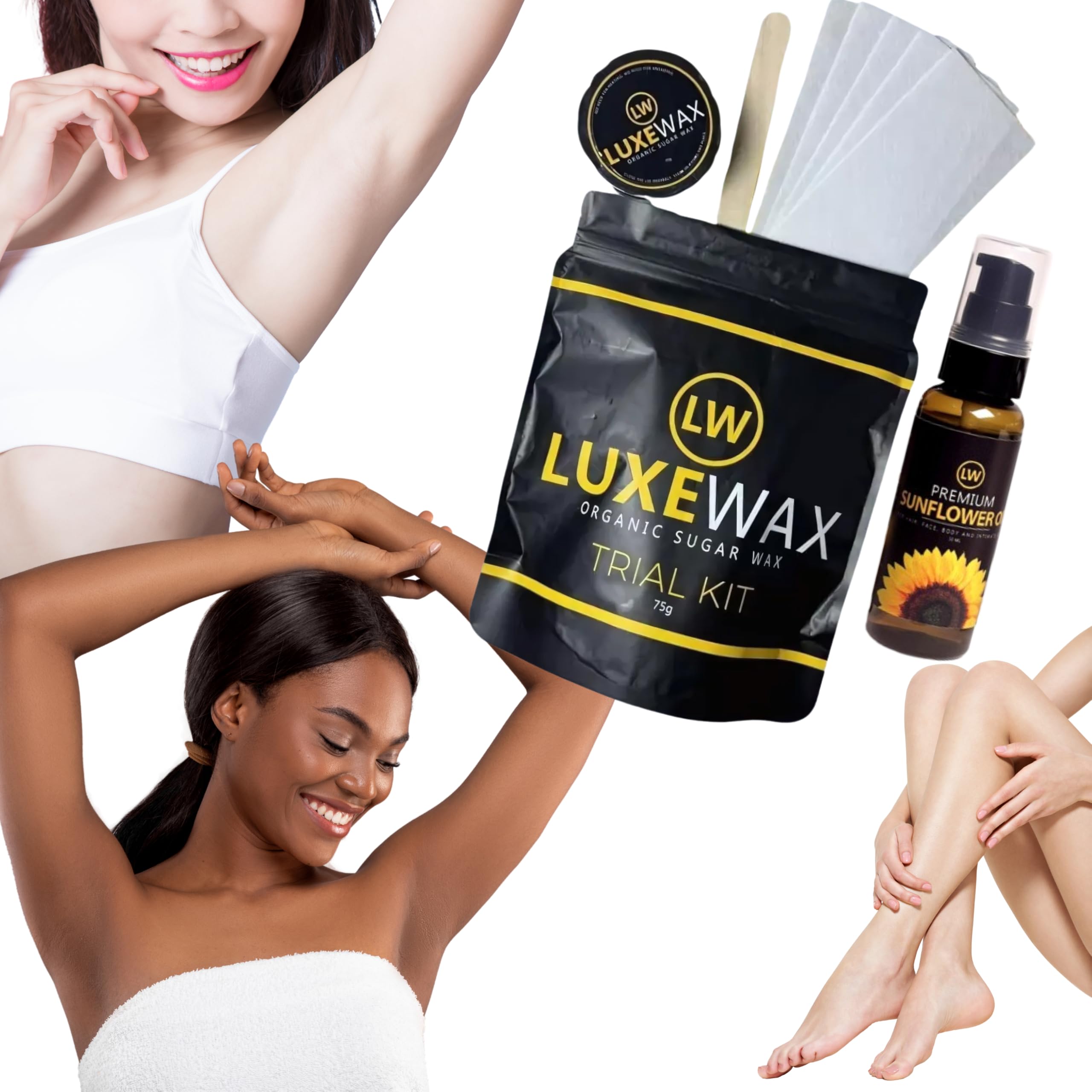 Luxewax Organic Sugar Wax Hair Removal Trial Kit – Underarms, Legs