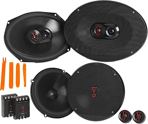 JBL Paquete de 1 par de altavoces Stage3 9637AM 6x9 de 3 vías + 1 par de componentes de 2 vías Stage3 607CAM de 6.5 pulgadas