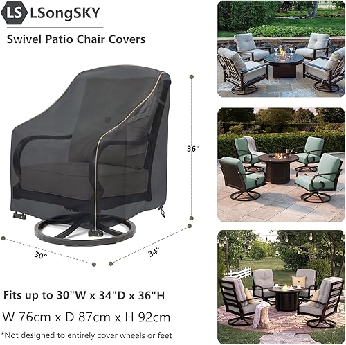 Miniatura 3 de Paquete de 4 fundas para sillas giratorias de patio, impermeables, resistentes, para exteriores, fundas para sillas giratorias al aire libre para