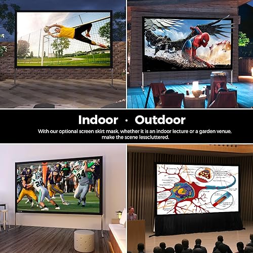 Miniatura 5 de SCREENPRO - Pantalla de proyector con soporte de 144 pulgadas, pantalla de película portátil de plegado rápido con patas ajustables (máximo 20.7