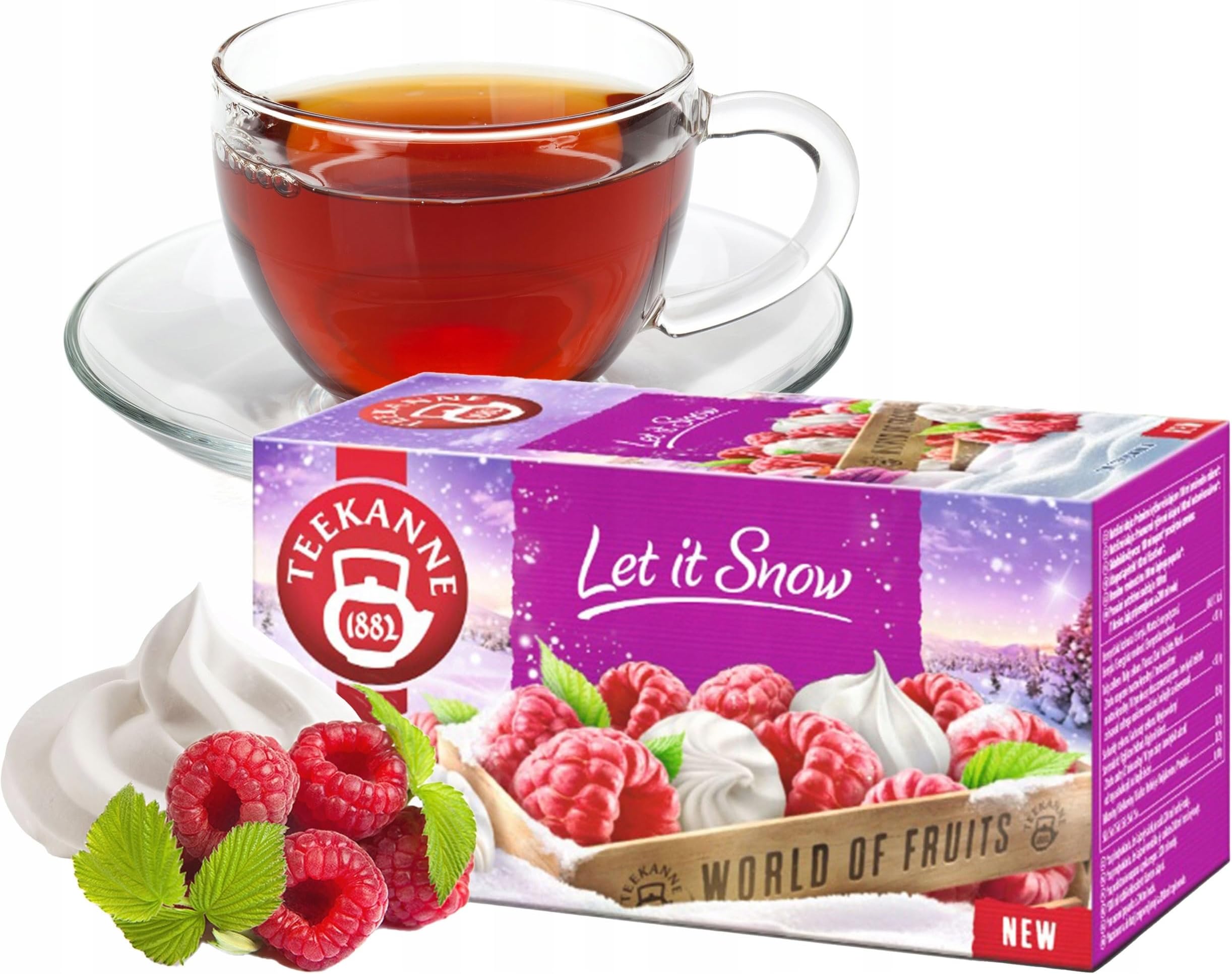 Let it Snow Raspberry Meringue Flavored All Natural Fruit Tea with Rosehip and Hibiscus 20 Teabags