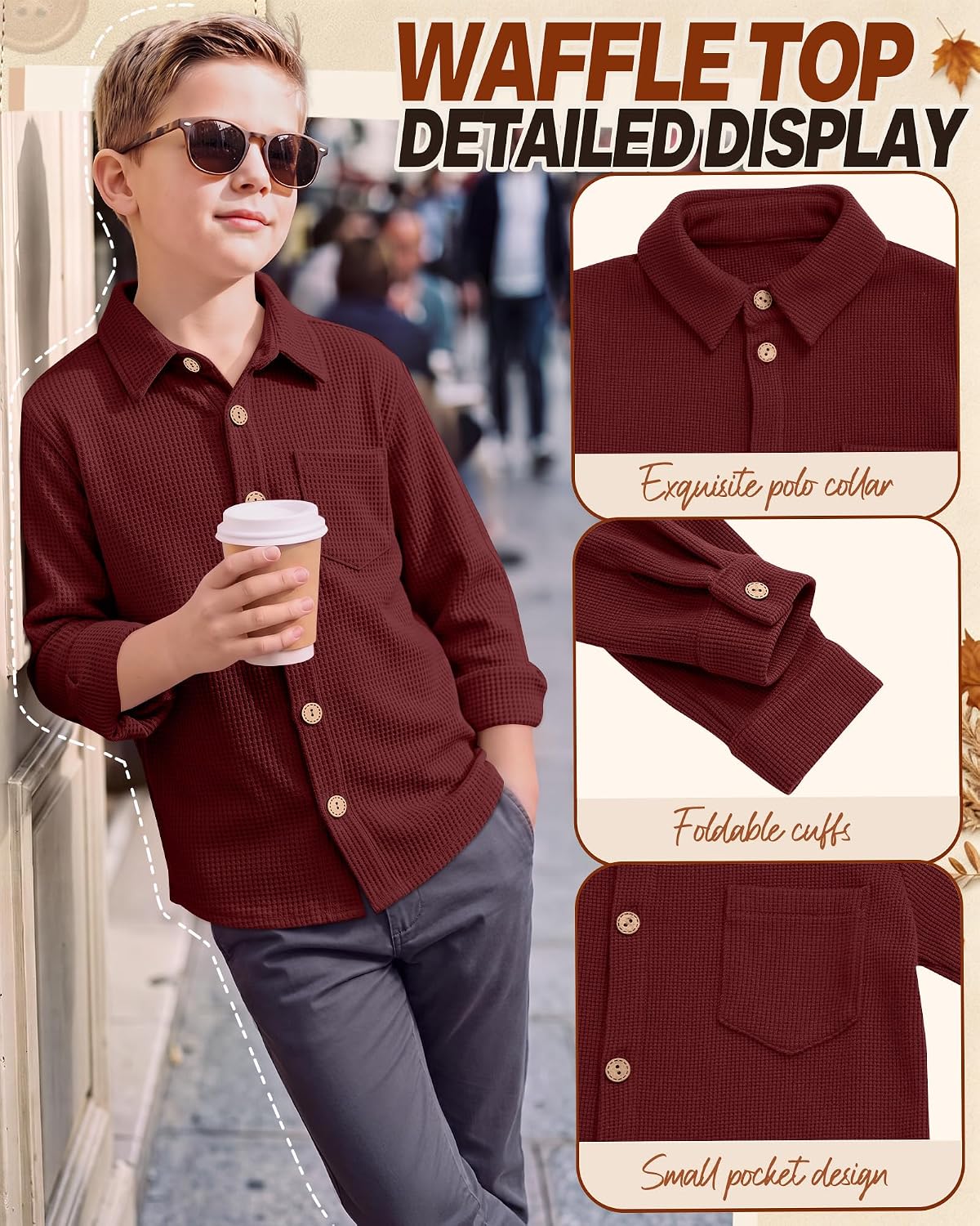 Boys Button Down Dressy Tops Chest