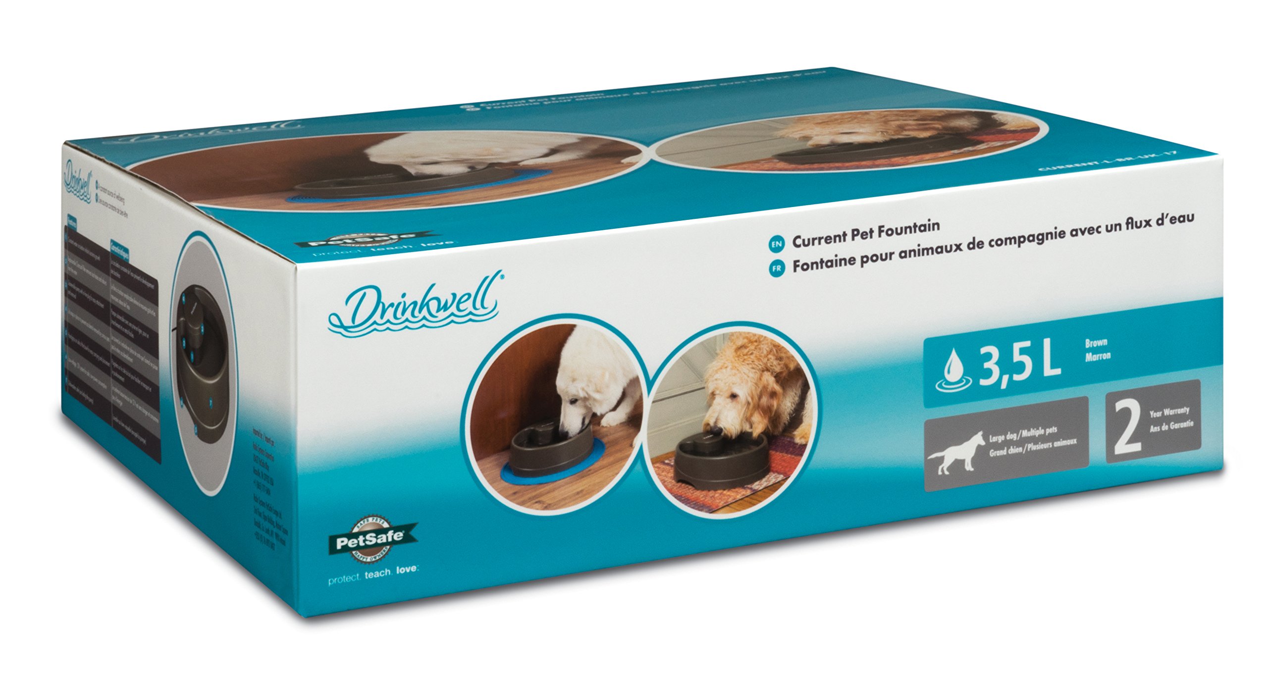 PetSafe Drinkwell - Grande fontana per animali domestici, 3,5 l, fontana automatica per cani e gatti, acqua fresca filtrata