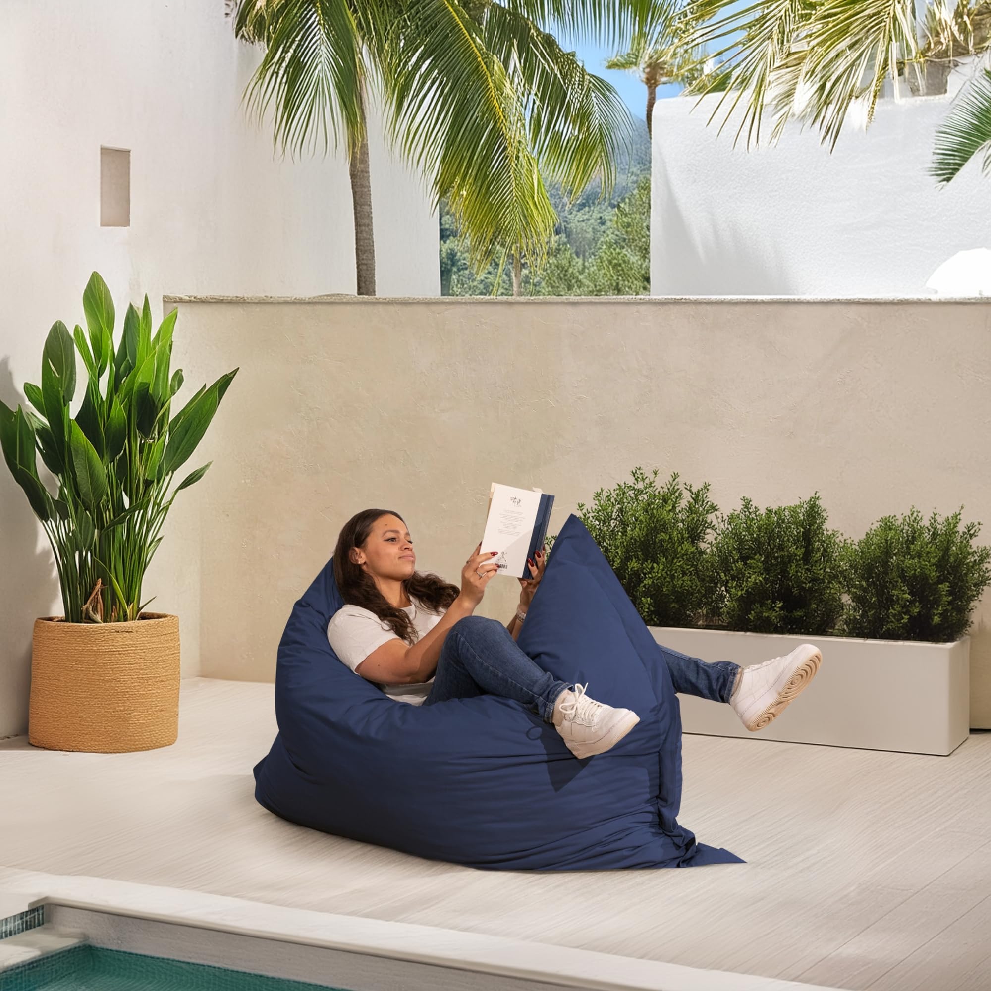 Bananair Pouf Extérieur Imperméable Géant XXL 180x140 cm Bleu