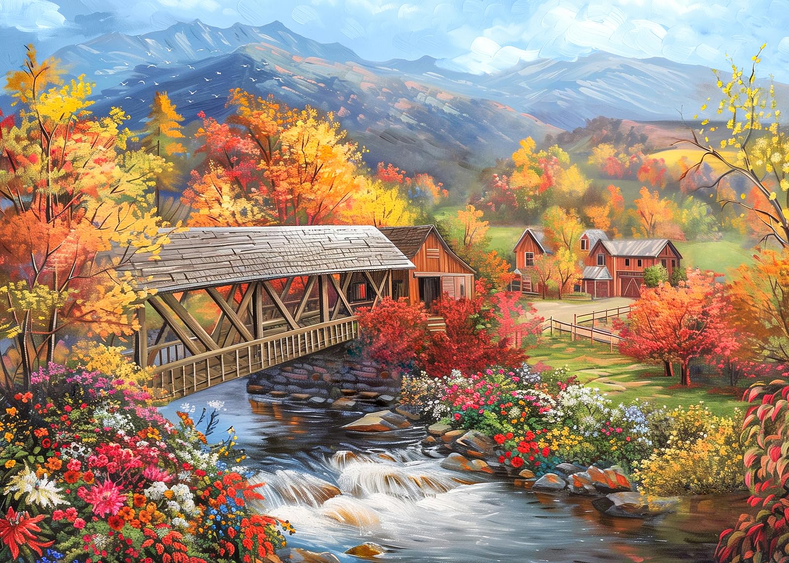 Puzzle 1000 Pezzi, Puzzle per Adulti-Foresta,percorso,autunno, 70x50cm