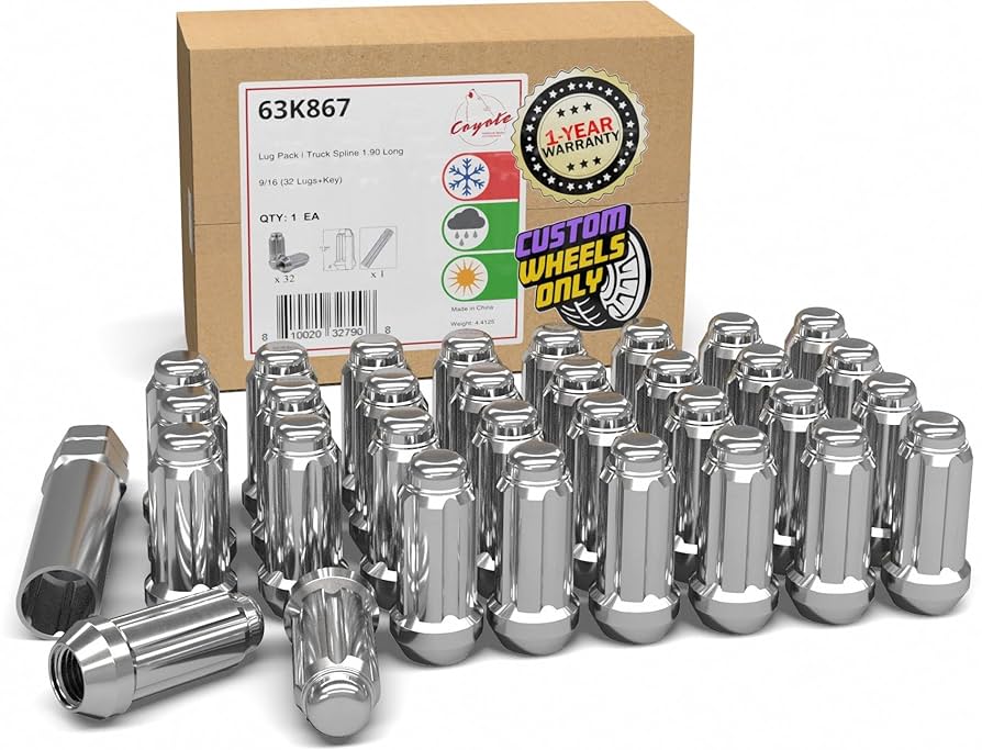 みみ Amazon.com: 車輪配件零件32 件9/16 吋螺紋卡車2 吋長花鍵螺帽鉻