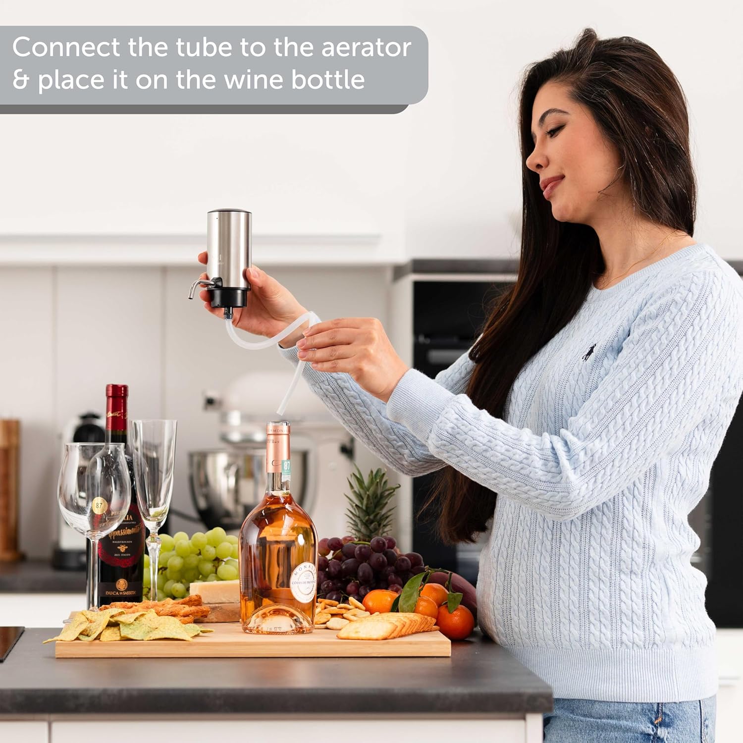 Rechargeable Electric Wine Bottle Opener Set with Wine Aerator, Foil Cutter, Bottle Stoppers, and Wine Aerator Pourer Spout — Perfect for Home, Bar, Parties & Outdoors