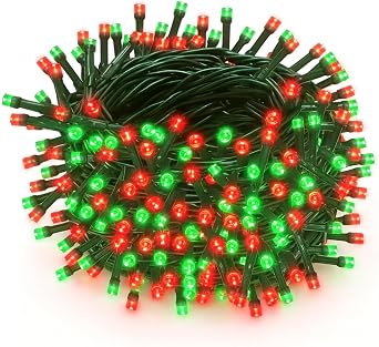 Holiday Bright Lights Cluster Rice Lights 12.3 FT, 500 Twinkling 3 mm LEDs in Red & Green, Connectable Indoor/Outdoor Decor
