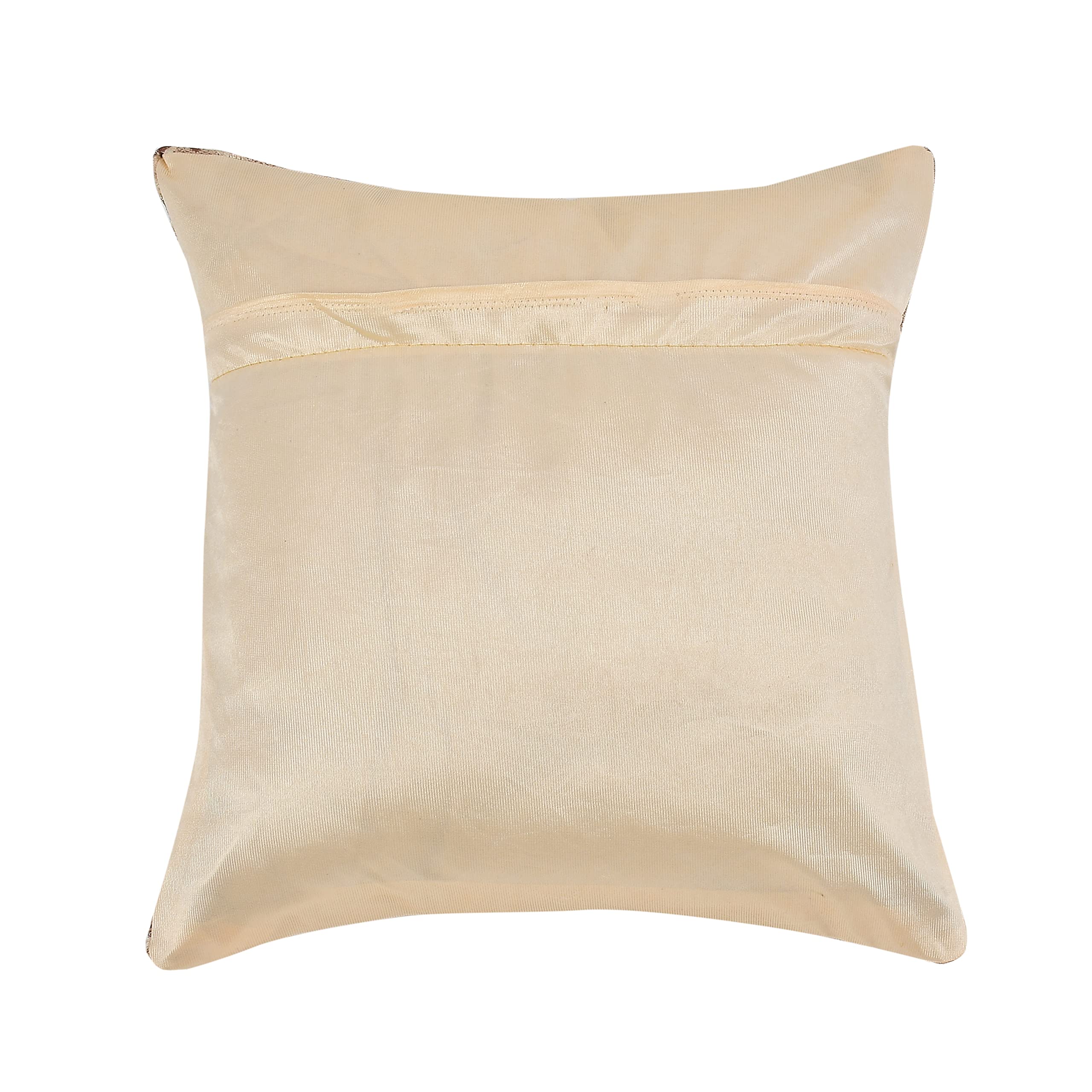 DECOMIZER Jacquard Geomteric Cushion Covers 16 Inch X 16 Inch Set Of 5 Ethnic Motifs Cushion Covers,Design- Criss-Cross,Color- Beige, 240 TC 3