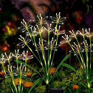 Solar Garden Lights Outdoor: Waterproof 2-Pack DIY Decorative Firework Lights with 2 Modes for Yard Patio Pathway Outside Fairy Decor - Gifts for Women Mom Mothers Day Warm White
