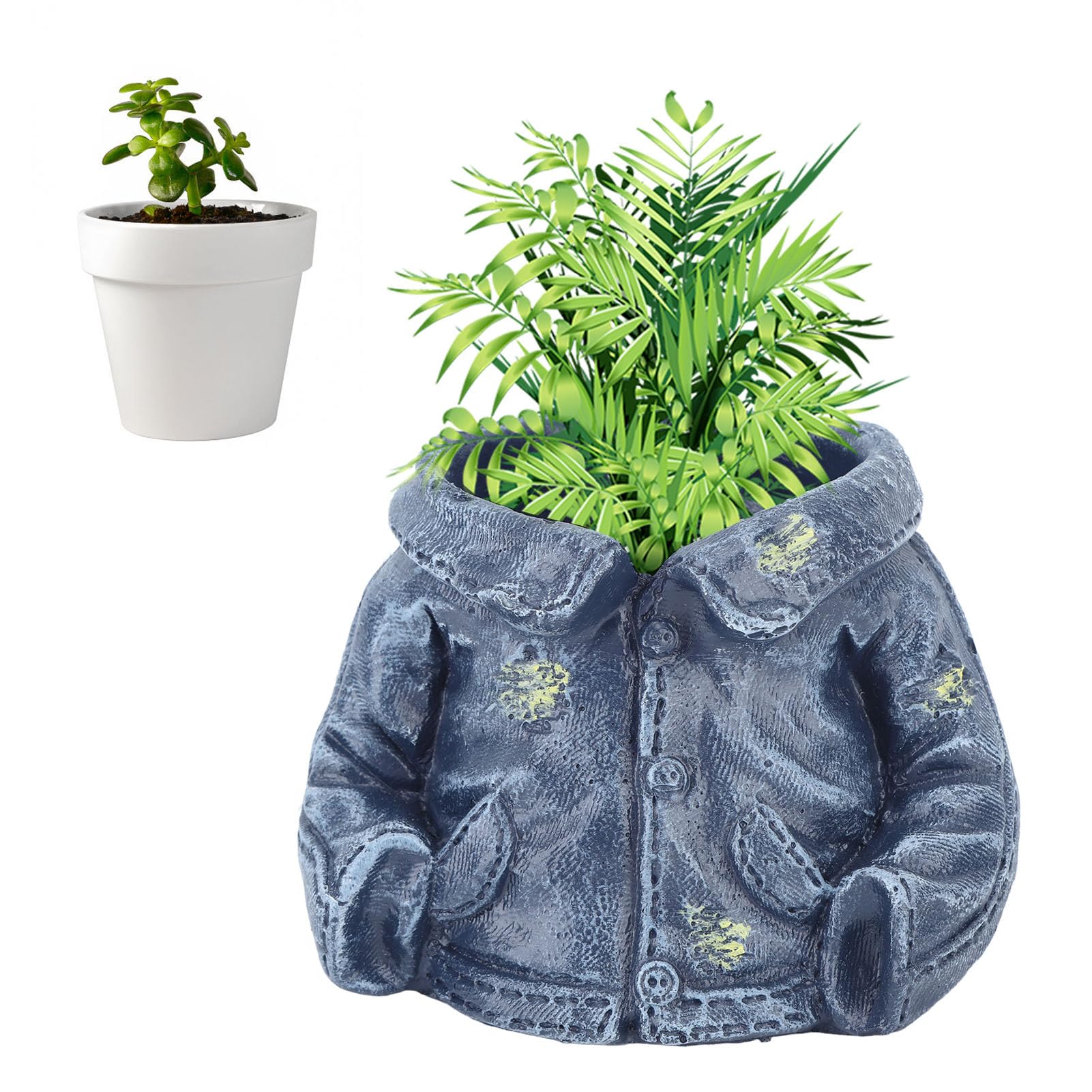 RIZGHWOY Moderner Kunstharz-Sukkulenten-Blumentopf, Kreativer Cowboy-Hemd-Übertopf für Tischdekoration, 11,5 cm, Blau