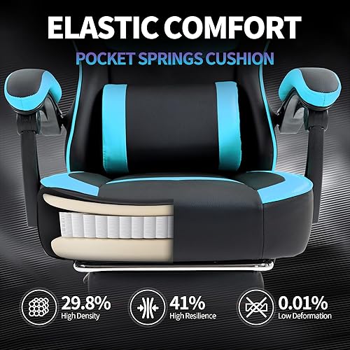 Miniatura 5 de Silla de juegos con reposapiés para adultos, sillas ergonómicas para juegos con reposapiés, silla grande y alta para juegos de computadora, sillas