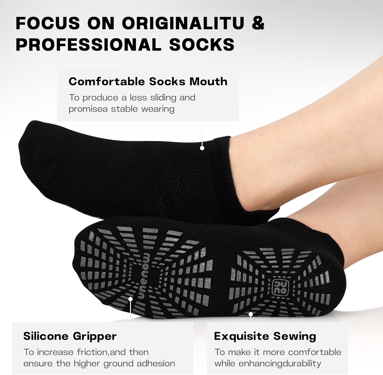 unenow 5 Pairs Pilates Socks for Women Non Slip Socks with Grips for Yoga Hospital Barre Barefoot - Image 4