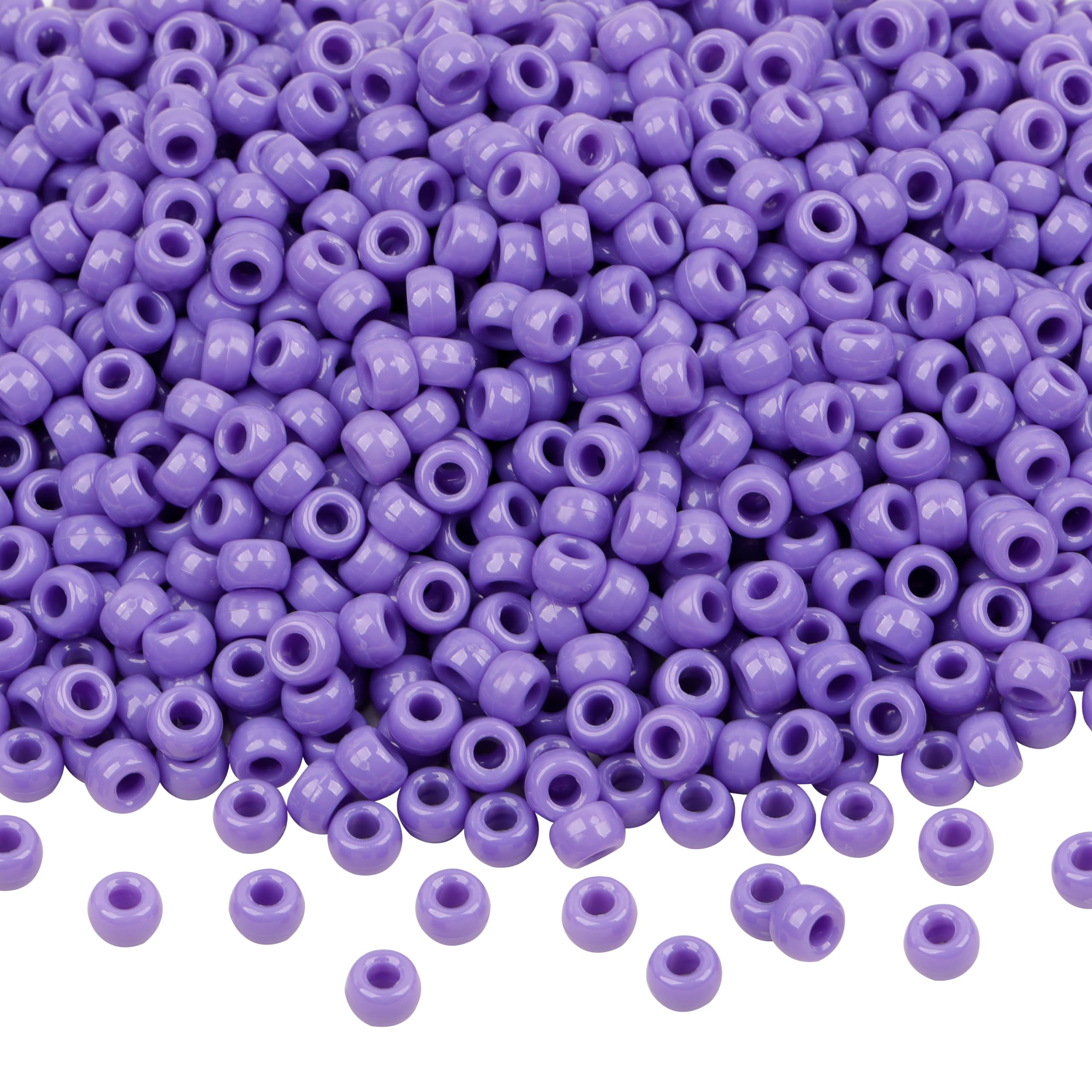 1000 Pcs Purple Plastic Round Pony Beads for Jewelry Making, DIY Bracelet Necklace Supplies