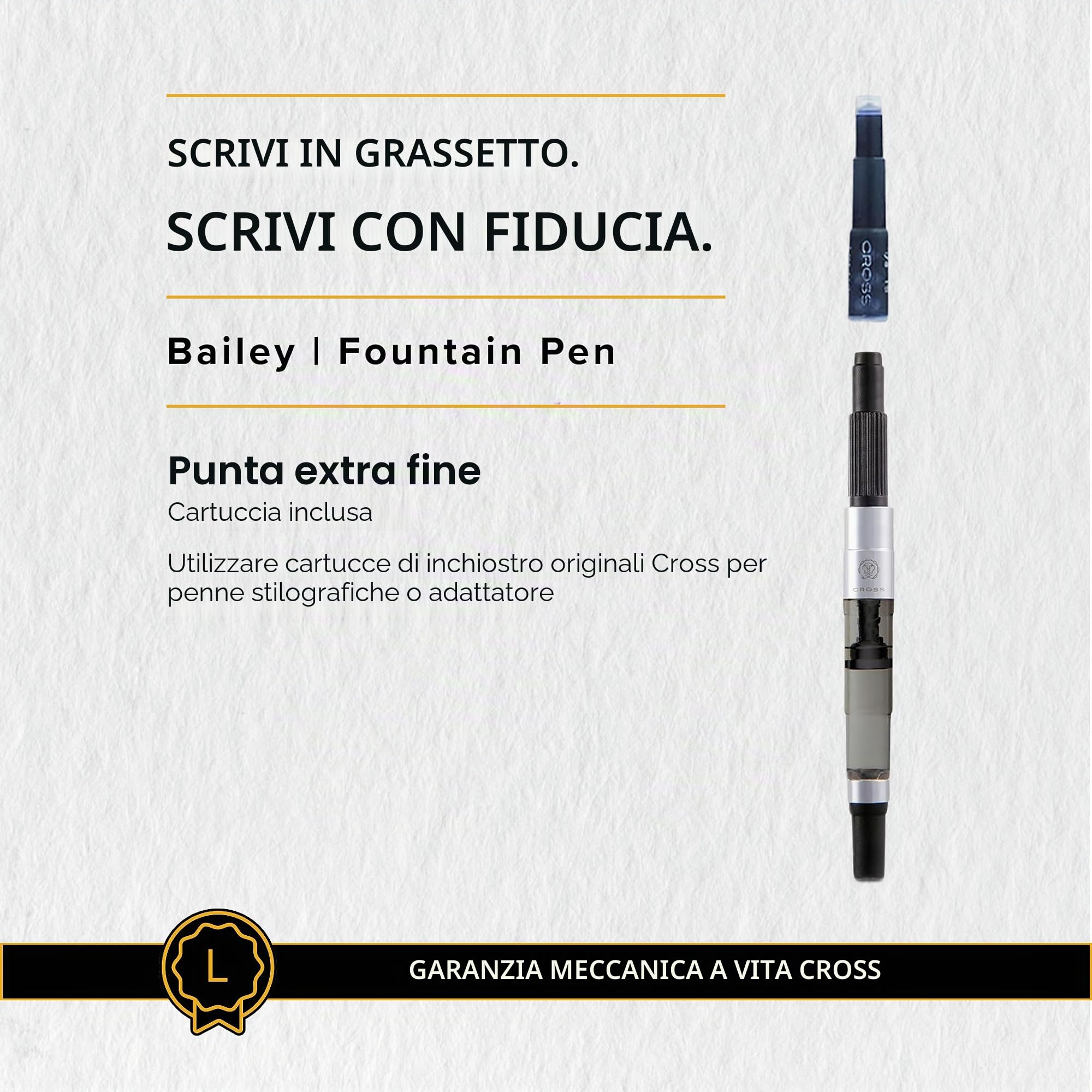 CROSS Bailey - Penna stilografica laccata rossa opaca con attributi PVD nero lucido punta extra fine