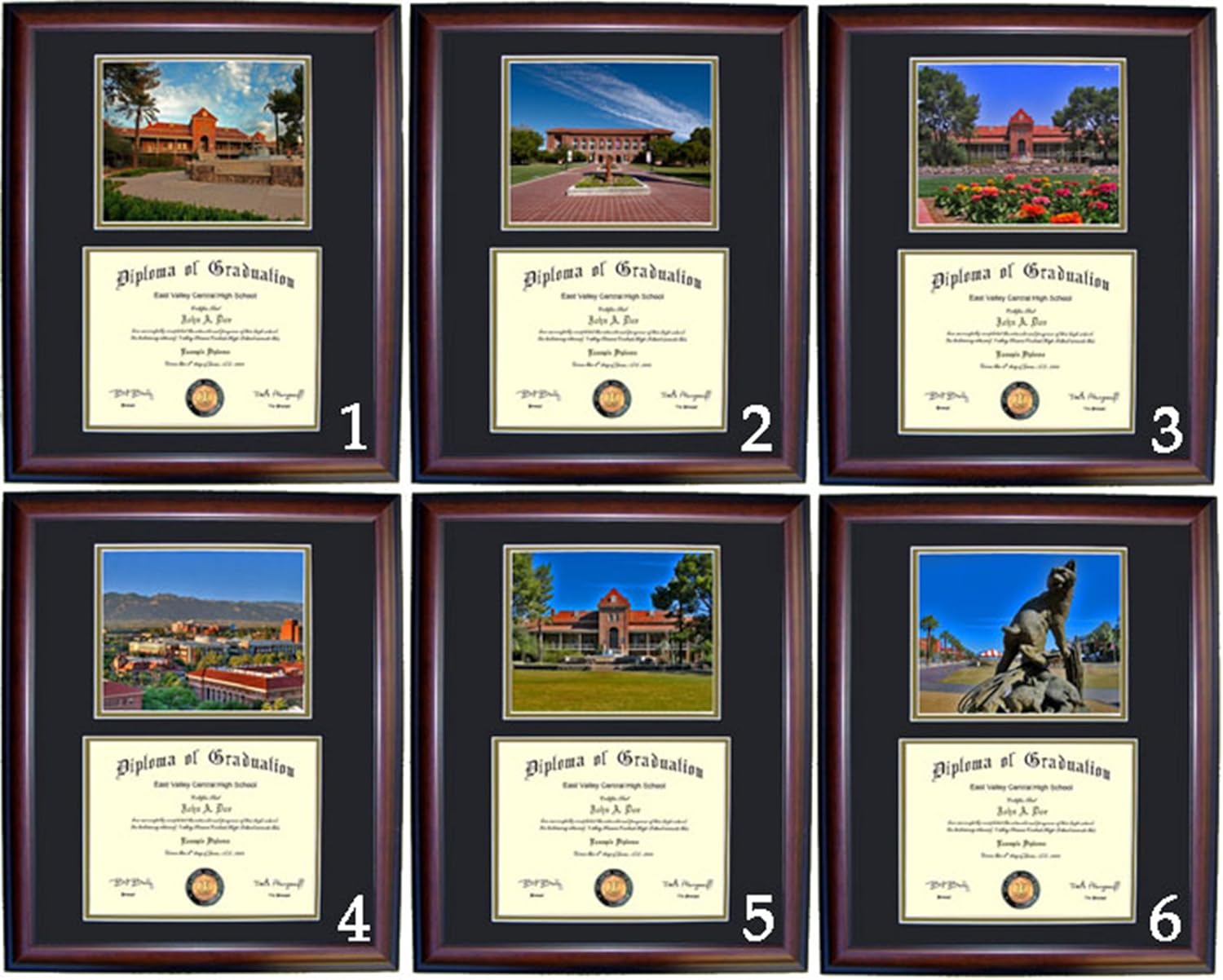 Arizona Diploma Frame - Photo Option #6 - Walnut Frame