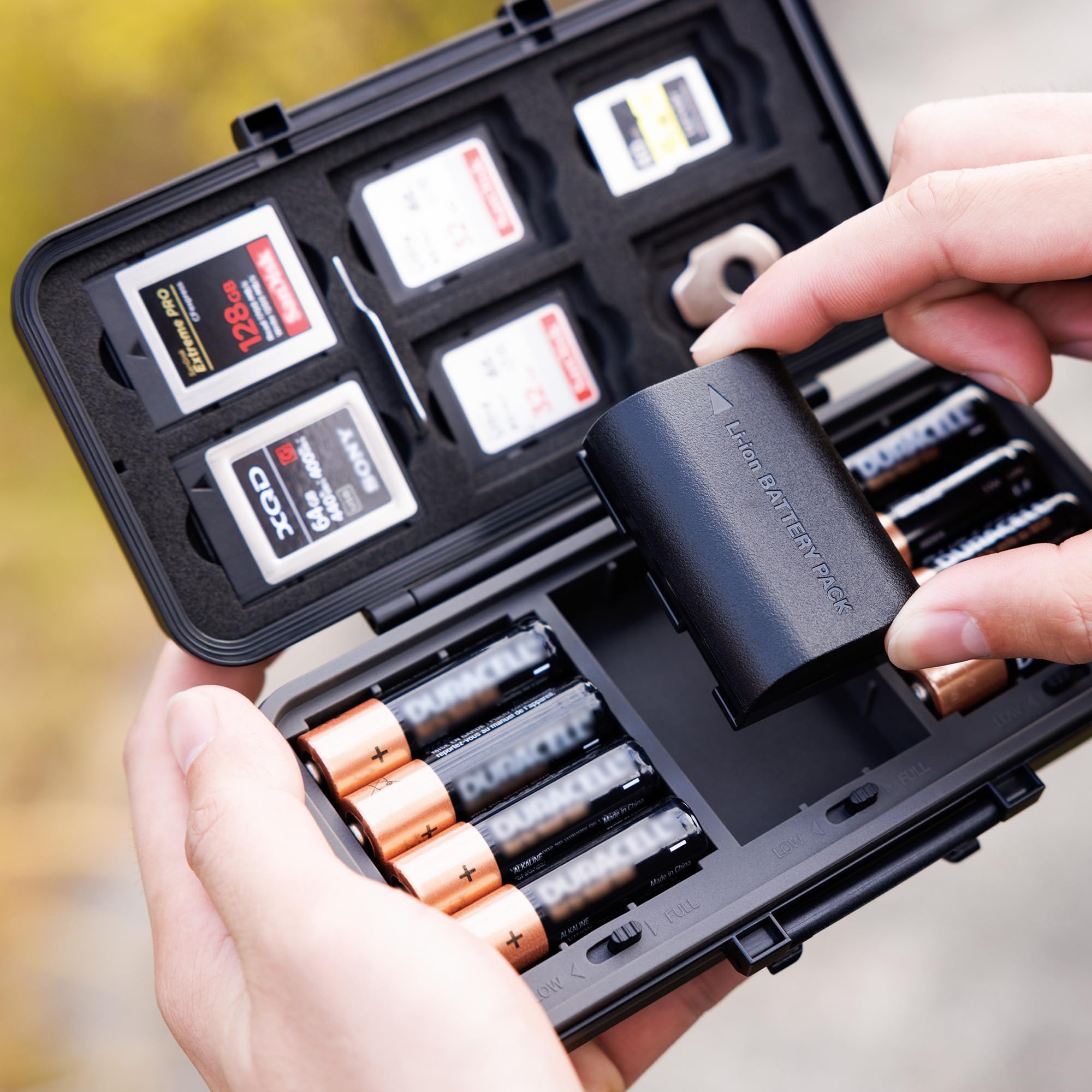 JJC Multi-Function Camera Battery Memory Card Storage Case for 6 SD Card,6 CFexpress Type-B/XQD Cards,5 CFexpress Type-A Cards,8 AA Batteries,3 Camera Batteries Holder Box for LP-E6 NP-FZ100 NPW235