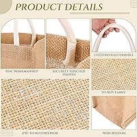 Vista 9 de Cunno 12 Pcs Burlap Tote Bag Mini Jute Reusable Bag with Handles Small Blank Canvas Gift Waterproof for Wedding Beach DIY