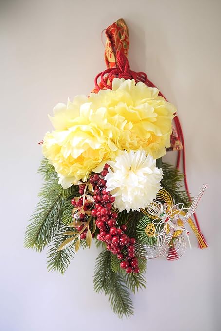 Amazon 祝 松竹梅 スワッグ 正月飾り 金運 造花 壁掛け 玄関 お祝い ハンドメイド ナチュラル アーティフィシャルフラワー 造花 オンライン通販