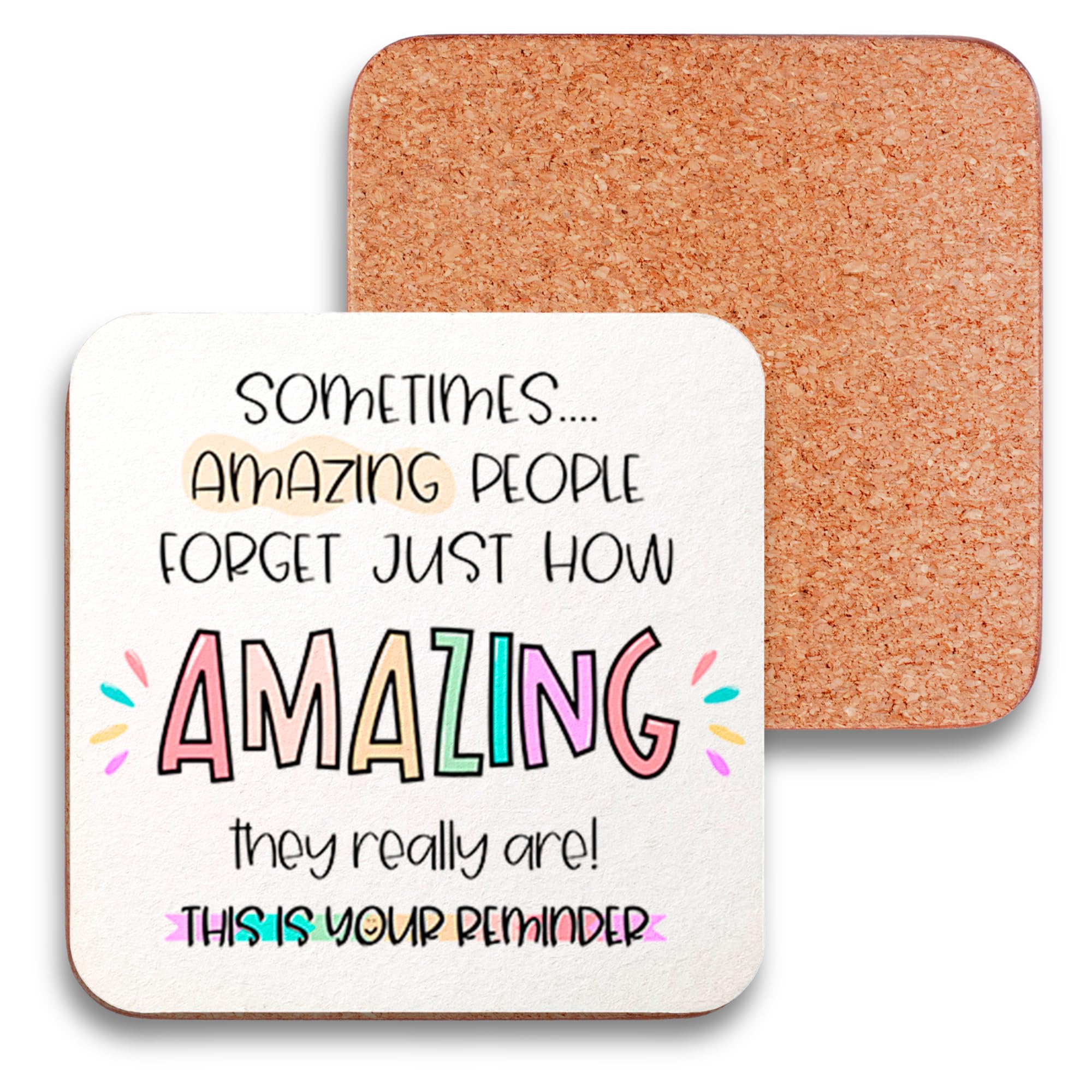 Templatables Amazing Inspirational Thank You Gift Coasters – Heat-Resistant Coaster With Uplifting Messages, Perfect Small Gift For Friends, Family & Colleagues | 3.5" X 3.5" (Amazing)