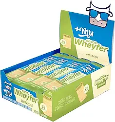 Chocowheyfer, Mais Mu, Wafer Proteico Sabor Pistache, 6g de Proteína, Zero Açúcar, Display com 12 Unidades