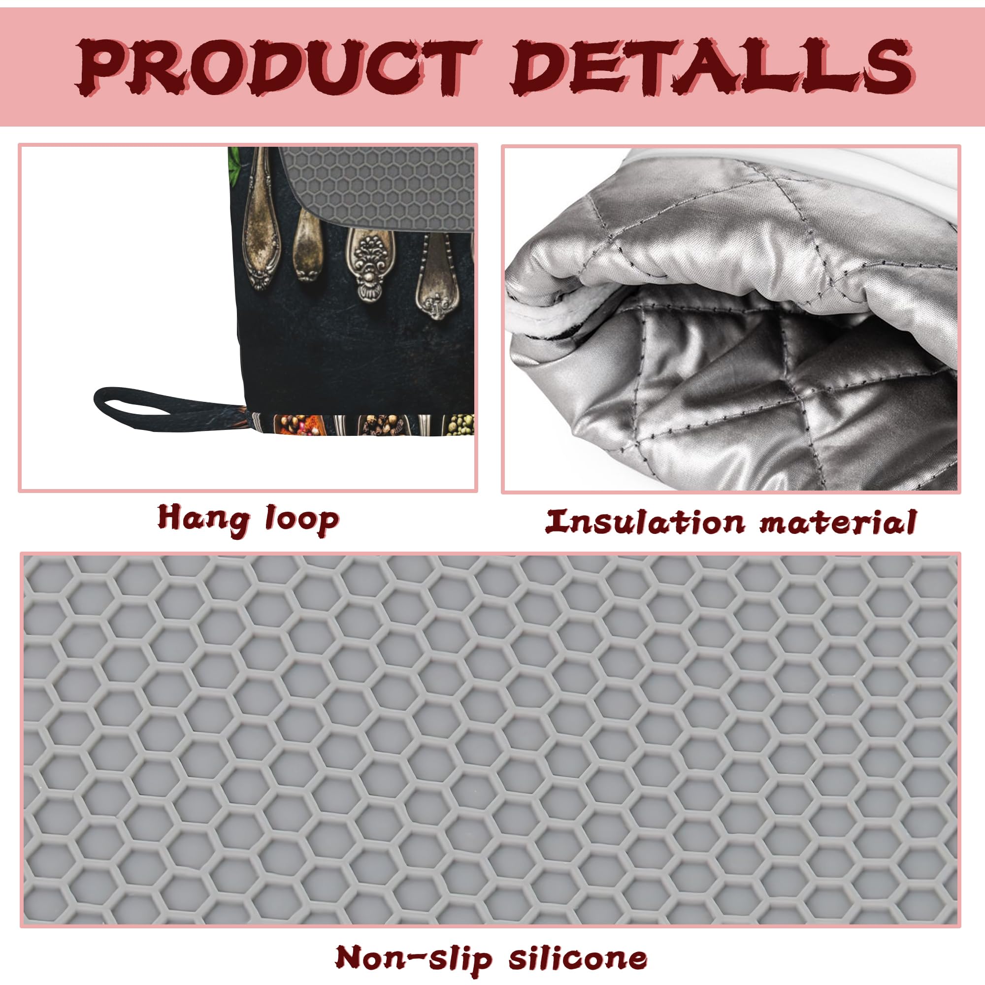 Lot de 4 gants de cuisine et maniques en silicone résistants à la chaleur, extra longs, antidérapants, pour cuisine, pâtisserie, barbecue, grillades
