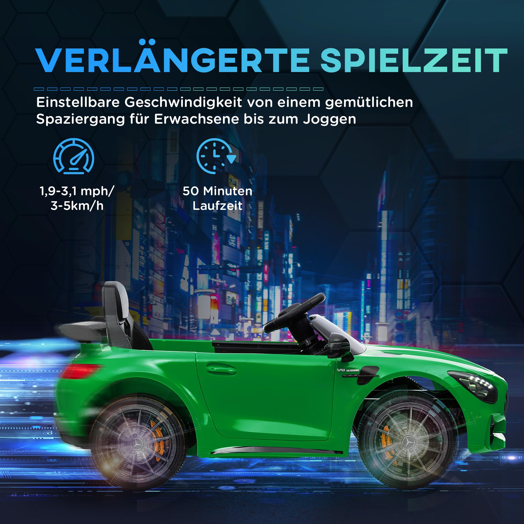 AIYAPLAY Elektryczny Samochód dla Dzieci 12V z Pilotem 2,4G, Pojazd Dziecięcy z Klaksonem, MP3, Muzyką, Miękki Start, Funkcja Jazdy do Tyłu 3-5 km/h, dla Dzieci 3-6 Lat, Zielony