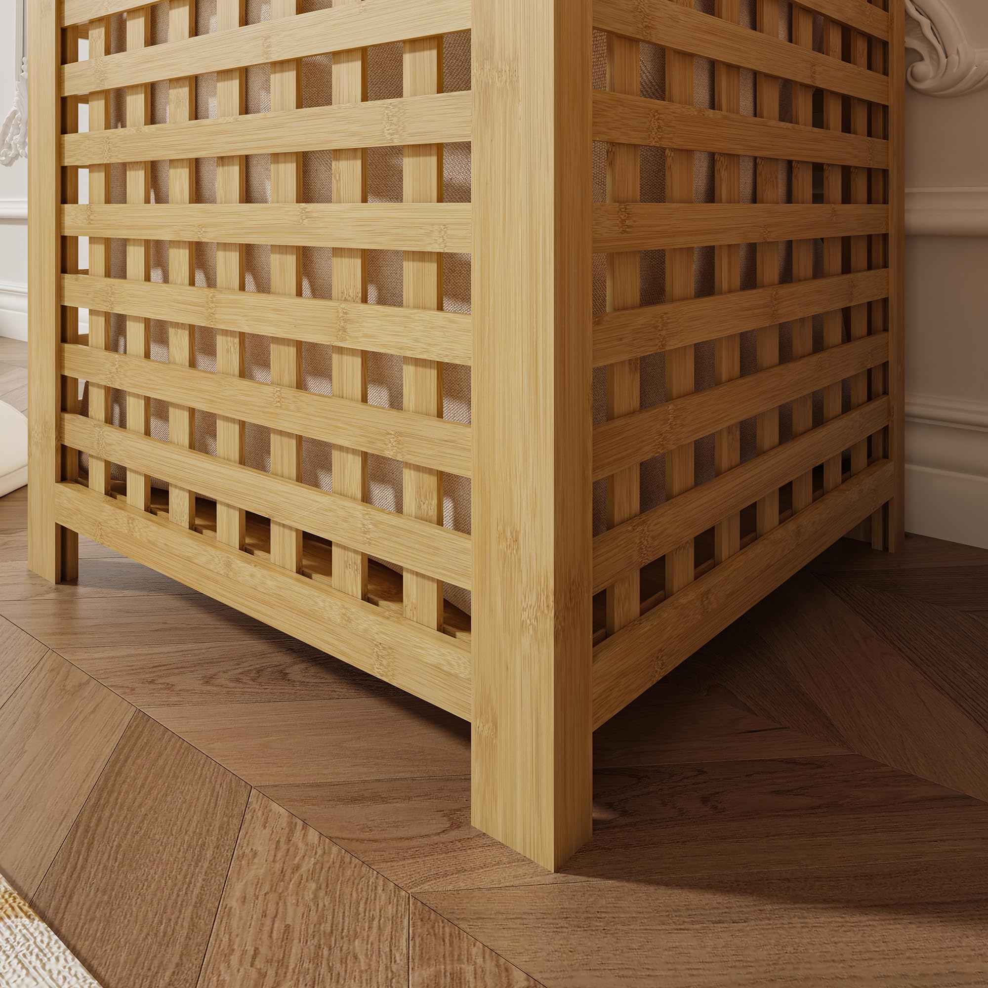 [en.casa] Mobile Portabiancheria in Bambù con Coperchio Ribaltabile e Sacco Interno Rimovibile Cesto per Bucato per Bagno Lavanderia 62x45x45 cm Capacità 79 L