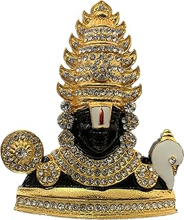 Stone Studded Gold Finish Lord Venkateswara Statue 3