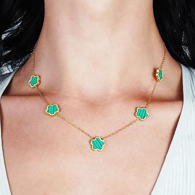ペンダント SHINYY 5 Leaf Clover Choker Necklace for Women 18K Gold Plated