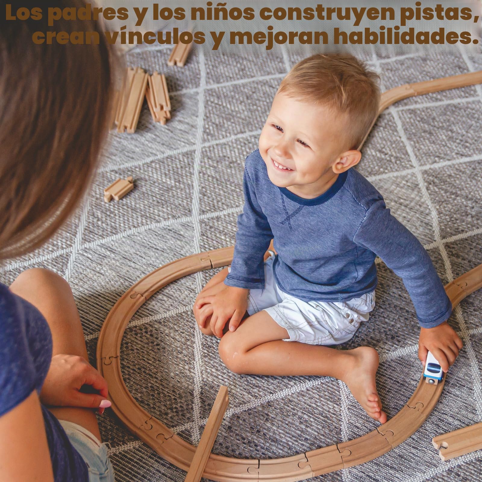 Juego de Vías de Tren de Mader 22 Pieza, Pistas de Madera, Amplia Selección de Carriles Rectos y Curvos, para Edades de 3 4 5 6 7 Años Regalo para Niños y Niña
