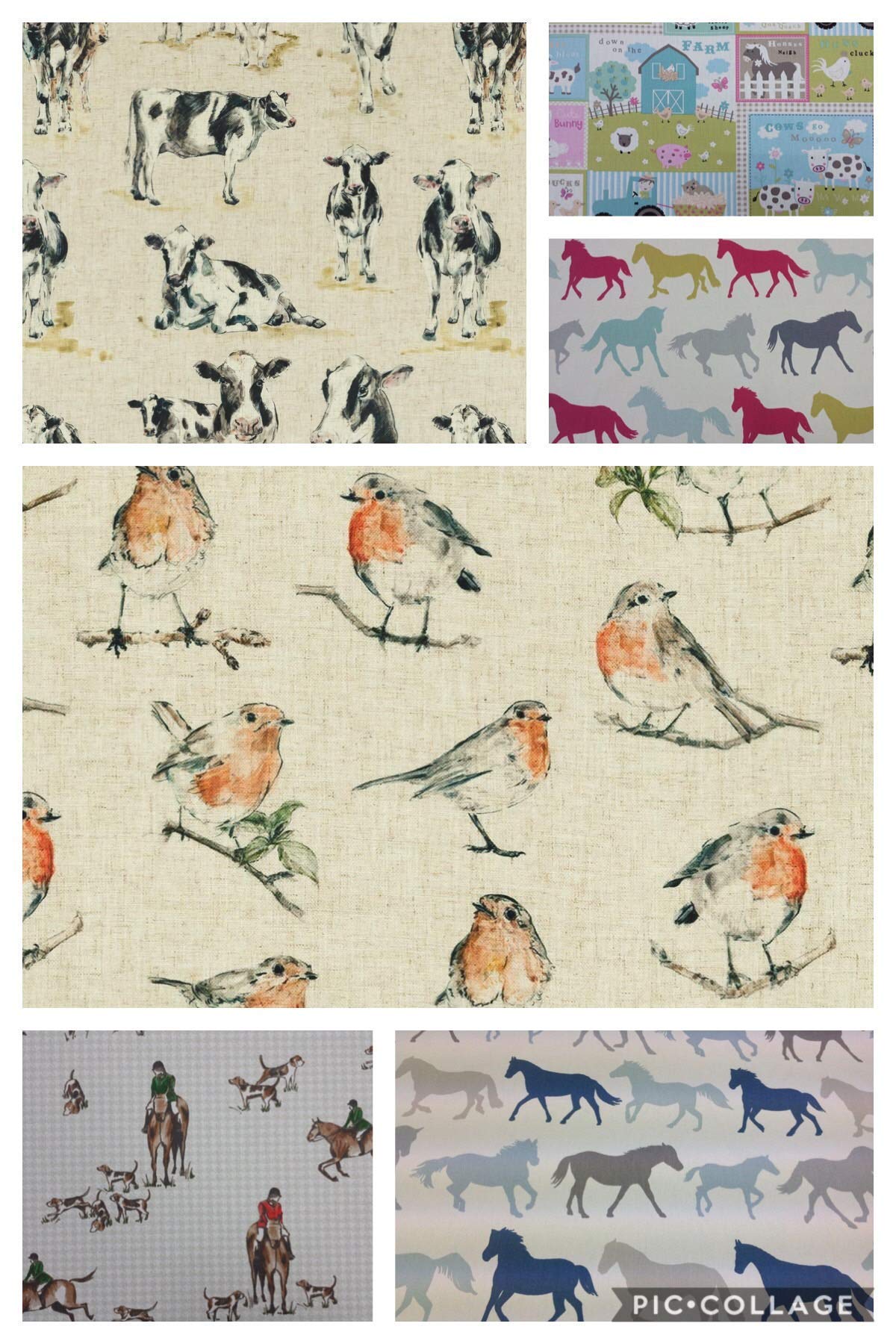 Custom Handmade Bespoke Fabric Pin/Memo/Notice/Photo Cork Memo Board with Clarke & Clarke Horses, Elephants, Farmyard & Country Woodland Animals Fabric Your Choice of Colours & Sizes & Ribbon