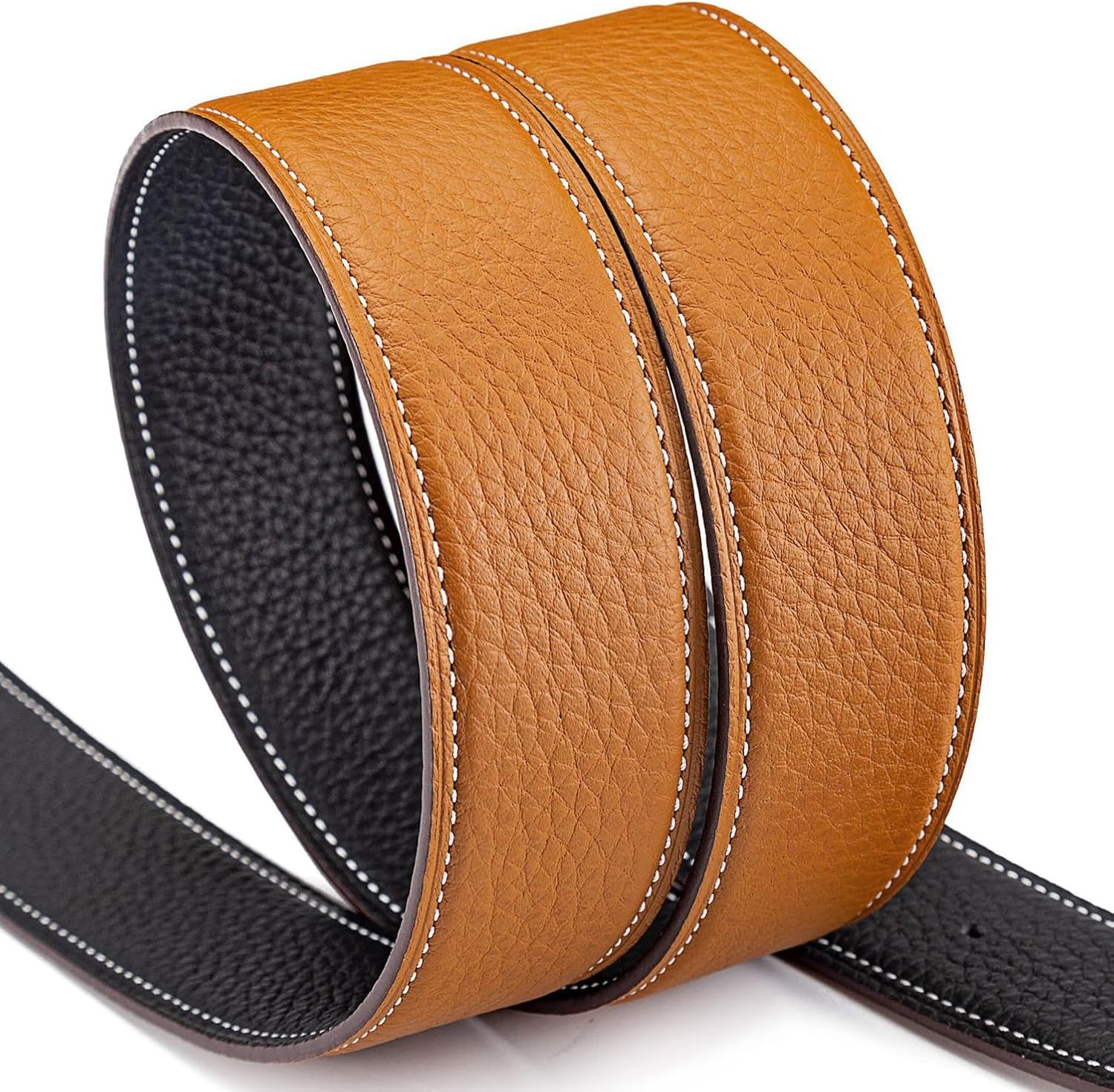 Vatee's Men/Women Reversible Real Leather Replacement Belt Strap No Buckle